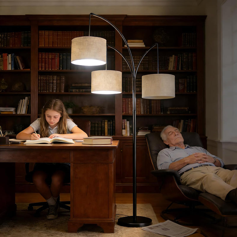 Inch Arc Floor Lamp for Bedroom 3-Light Dimmable