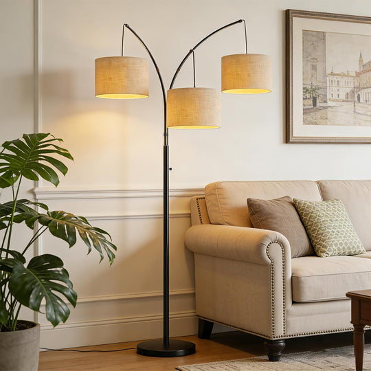 Floor Lamp with 3 Lights Arced Lamps