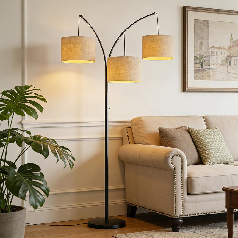 Inch Arc Floor Lamp for Bedroom 3-Light Dimmable