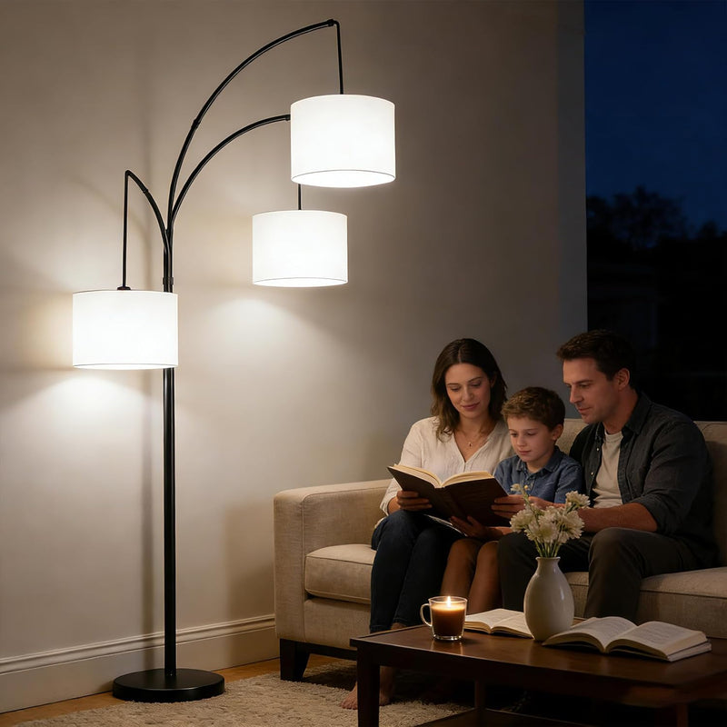 Inch Arc Floor Lamp for Bedroom 3-Light Dimmable