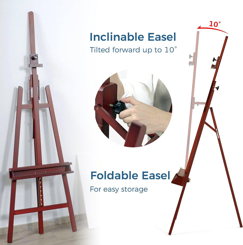 Inclinable A-Frame Easel for Painting Display Adjustable 65"-89