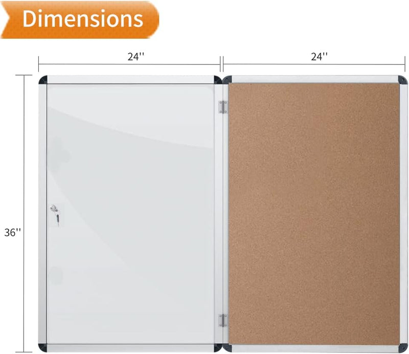 Tamperproof Lockable Noticeboard Aluminium Frame 900 X 600