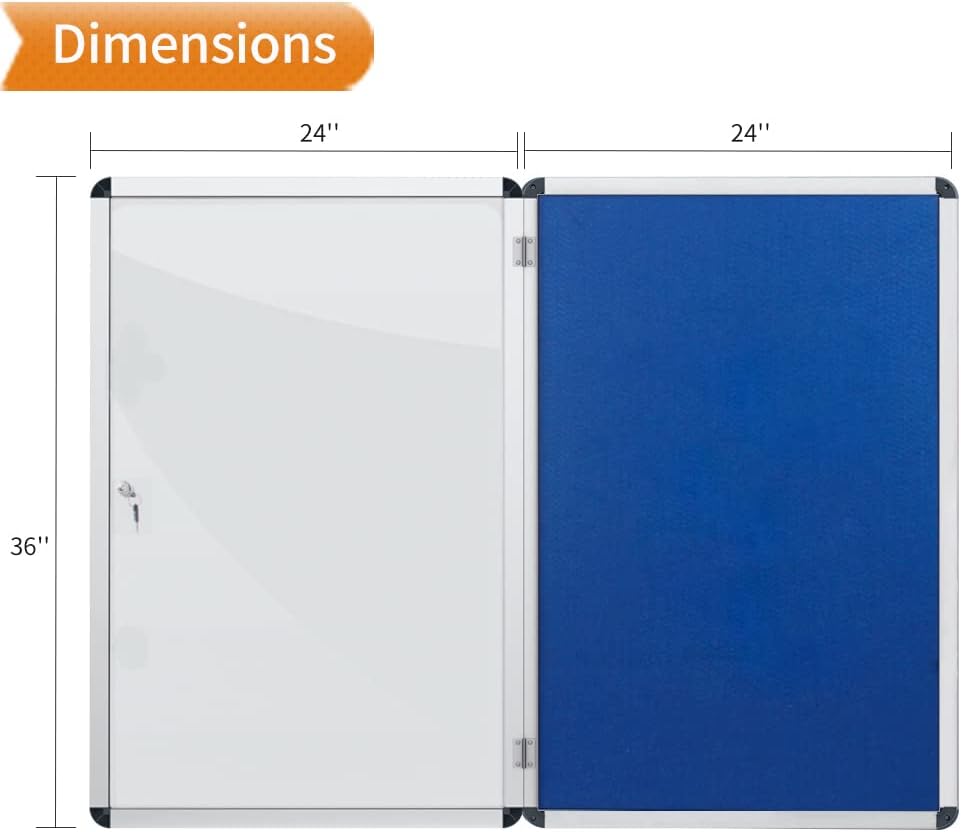 Tamperproof Lockable Fabric Notice Board 90 X 60CM