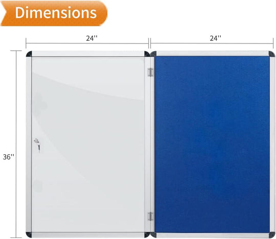 Tamperproof Lockable Fabric Notice Board 90 X 60CM