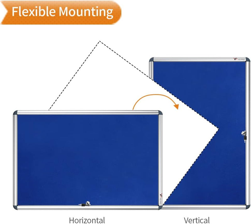 Tamperproof Lockable Noticeboard Aluminium Frame 900 X 600