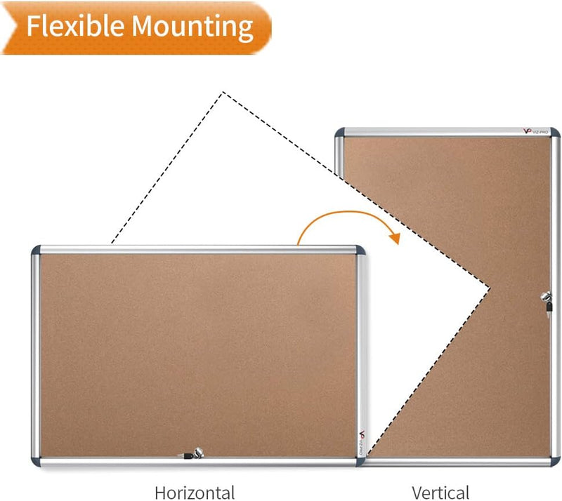 Tamperproof Lockable Noticeboard Aluminium Frame 900 X 600