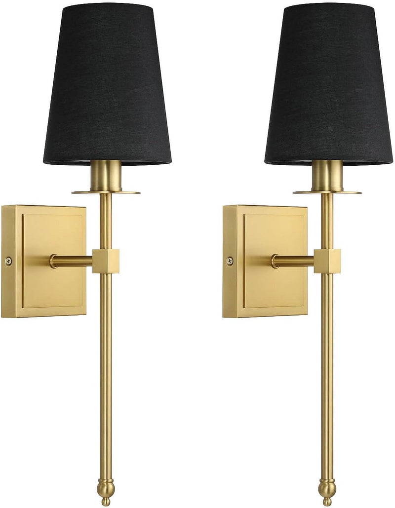 Indoor Wall Lights with Linen Shade for Bedside (Set of 2)