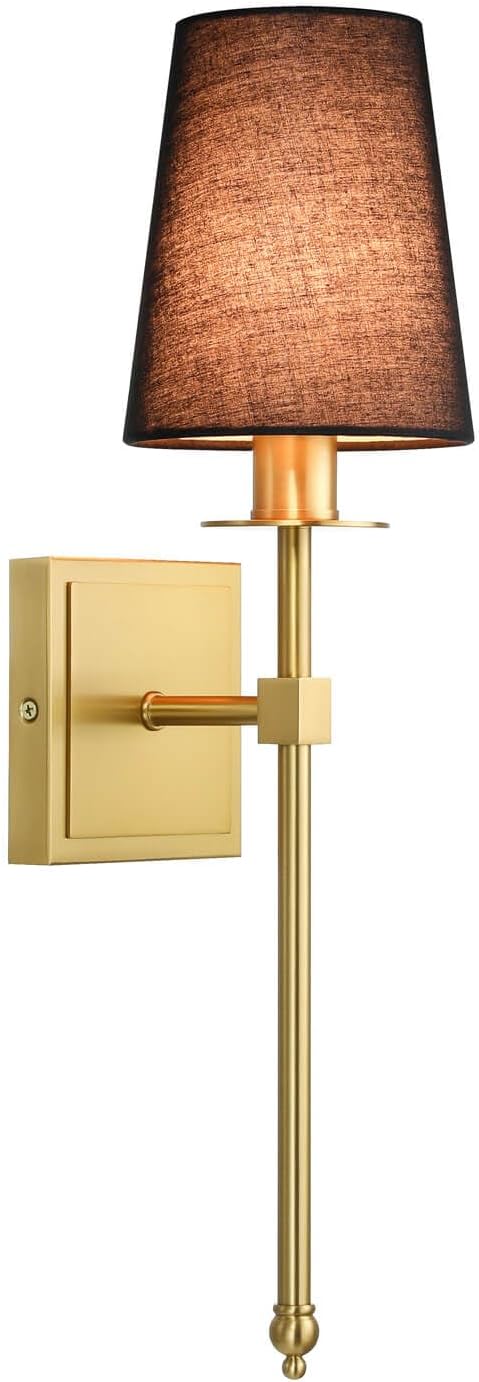 Indoor Wall Lights with Linen Shade for Bedside (Set of 2)