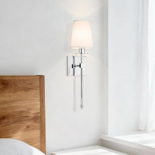 Indoor Wall Lights with Linen Shade for Bedside (Set of 2)