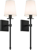 Indoor Wall Lights with Linen Shade for Bedside (Set of 2)