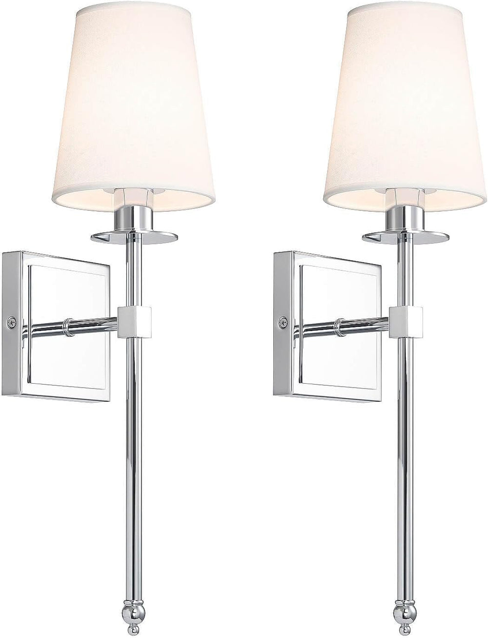 Indoor Wall Lights with Linen Shade for Bedside (Set of 2)