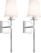 Indoor Wall Lights with Linen Shade for Bedside (Set of 2)