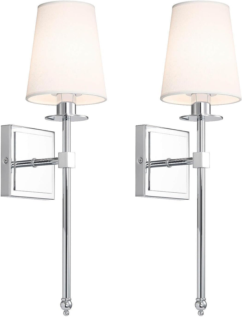 Indoor Wall Lights with Linen Shade for Bedside (Set of 2)