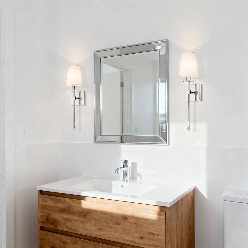 Indoor Wall Lights with Linen Shade for Bedside (Set of 2)