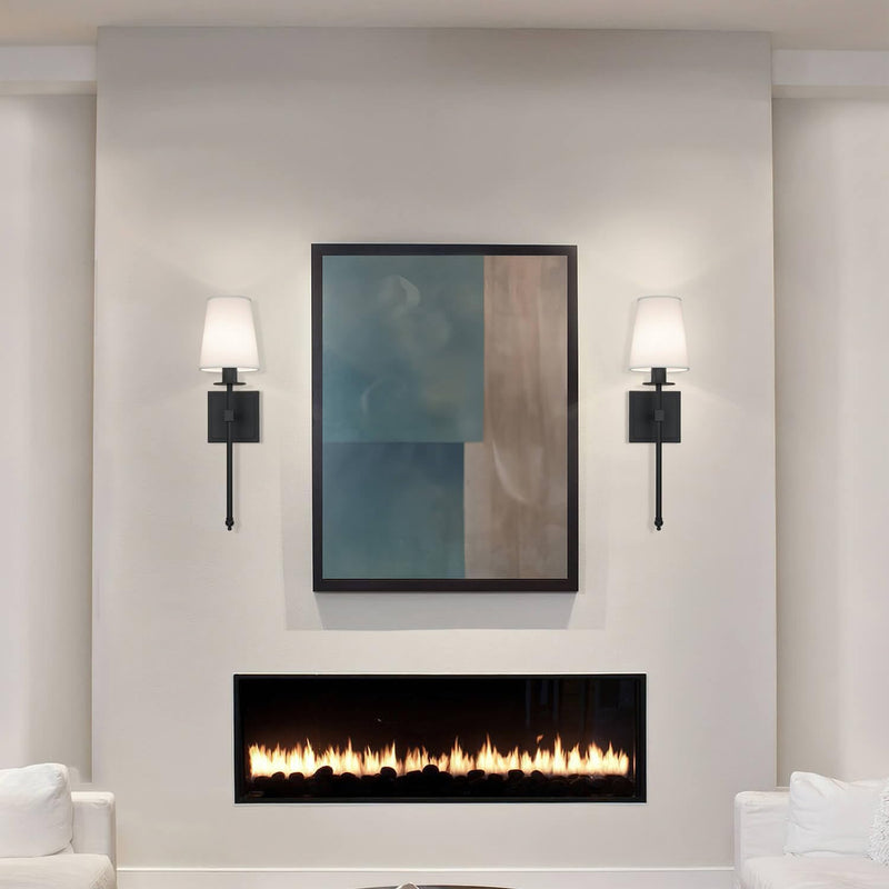 Indoor Wall Lights with Linen Shade for Bedside (Set of 2)
