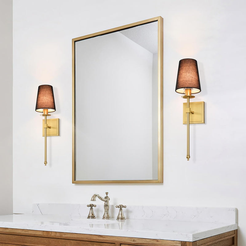 Indoor Wall Lights with Linen Shade for Bedside (Set of 2)