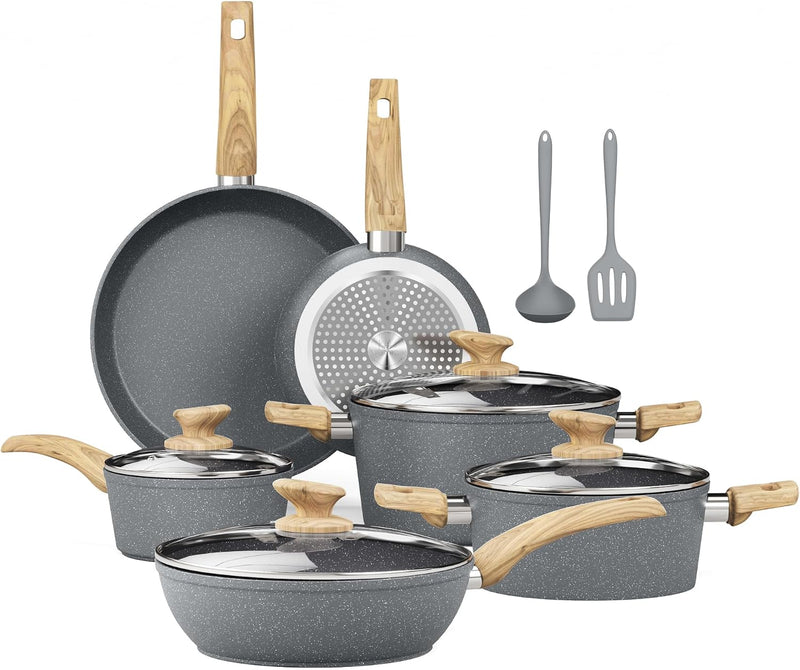 Induction Hob Pans Set 12-Piece Granite Cookware