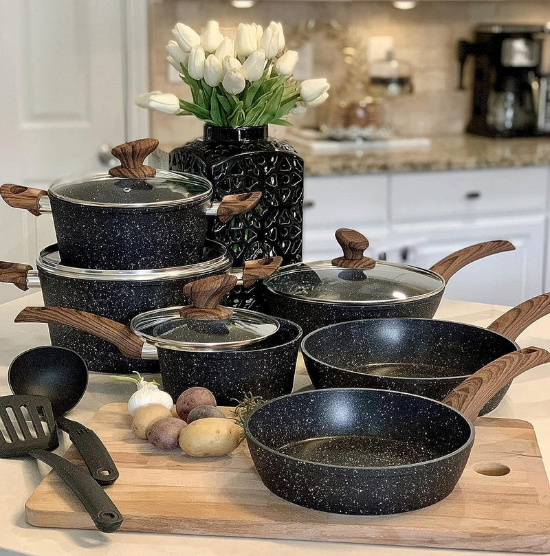 Induction Hob Pans Set 12-Piece Granite Cookware