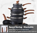 Induction Hob Pans Set 12-Piece Granite Cookware
