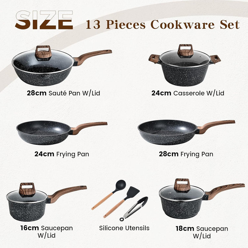 Induction Hob Pots and Pans Set 13pcs Nonstick