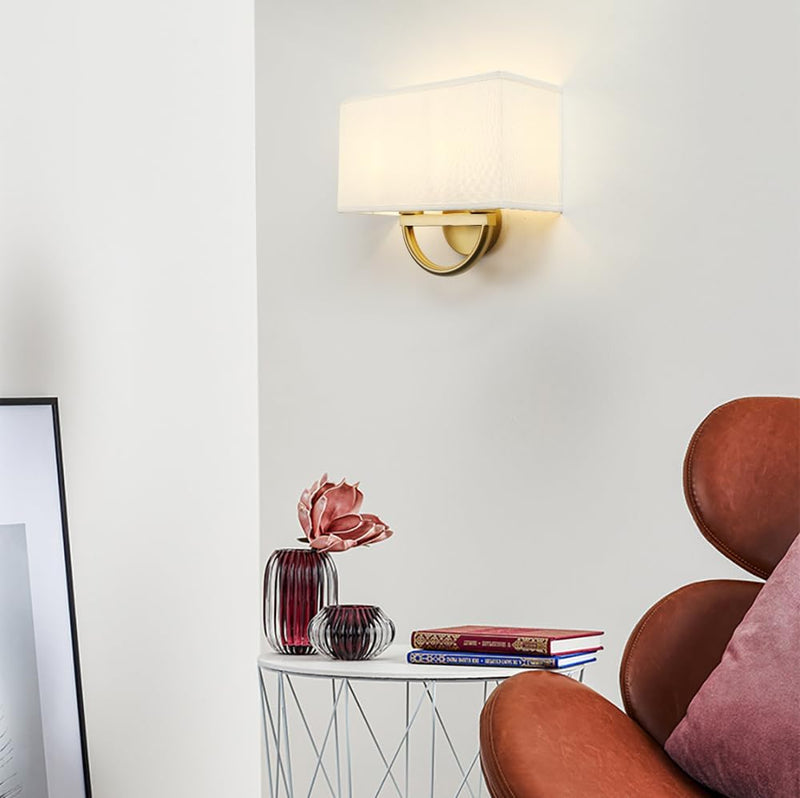 Industrial 2-Light Wall Light Sconce with Textile Shade