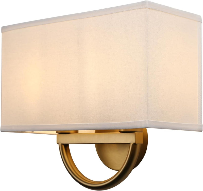 Industrial 2-Light Wall Light Sconce with Textile Shade