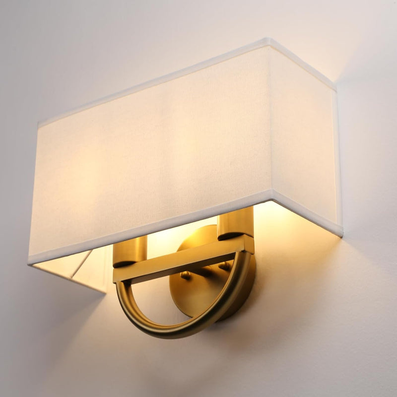 Industrial 2-Light Wall Light Sconce with Textile Shade