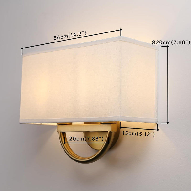 Industrial 2-Light Wall Light Sconce with Textile Shade