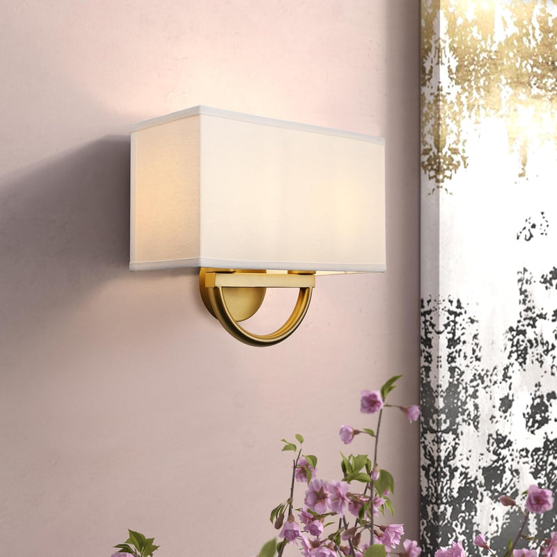 Industrial 2-Light Wall Light Sconce with Textile Shade