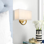 Industrial 2-Light Wall Light Sconce with Textile Shade