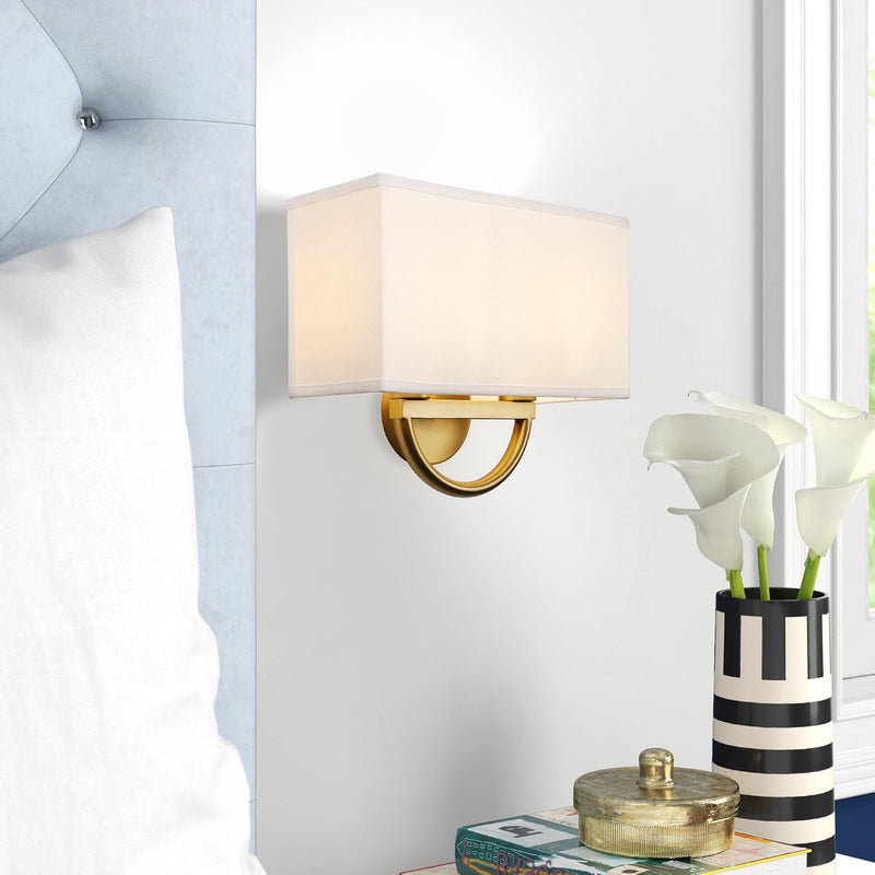 Industrial 2-Light Wall Light Sconce with Textile Shade