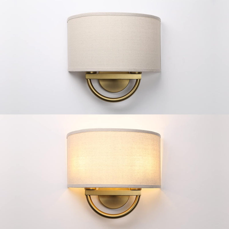 Industrial 2-Lights Wall Light Lamps with Linen Fabric