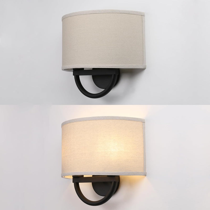 Industrial 2-Lights Wall Light Lamps with Linen Fabric