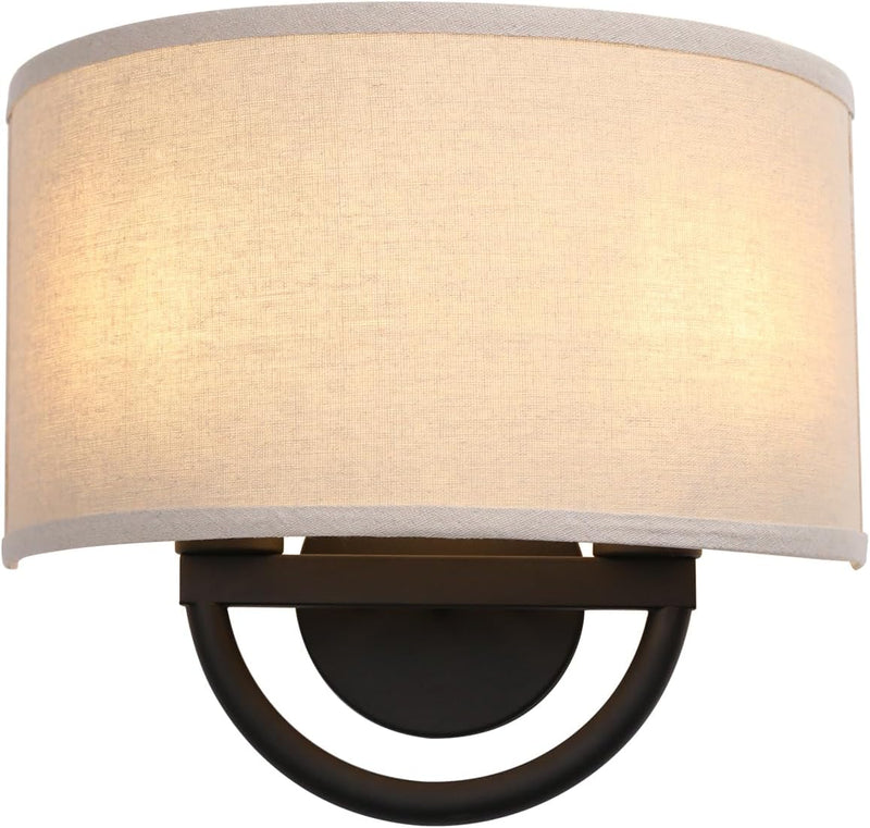 Industrial 2-Lights Wall Light Lamps with Linen Fabric