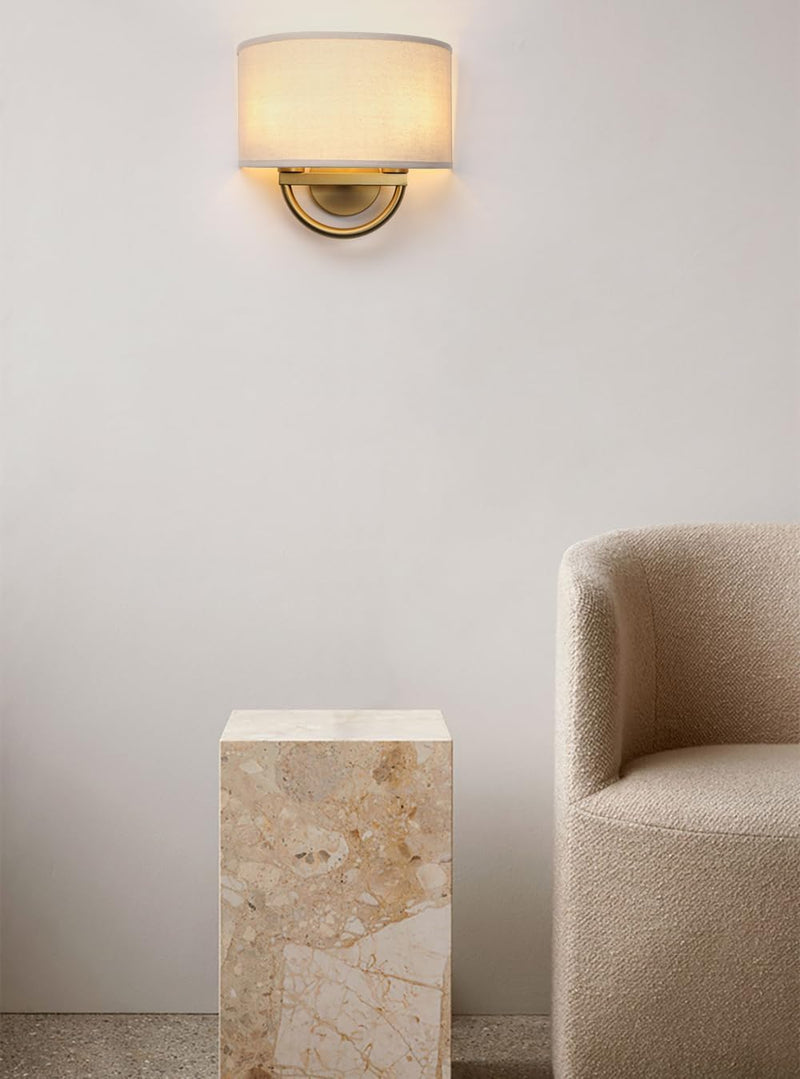Industrial 2-Lights Wall Light Lamps with Linen Fabric