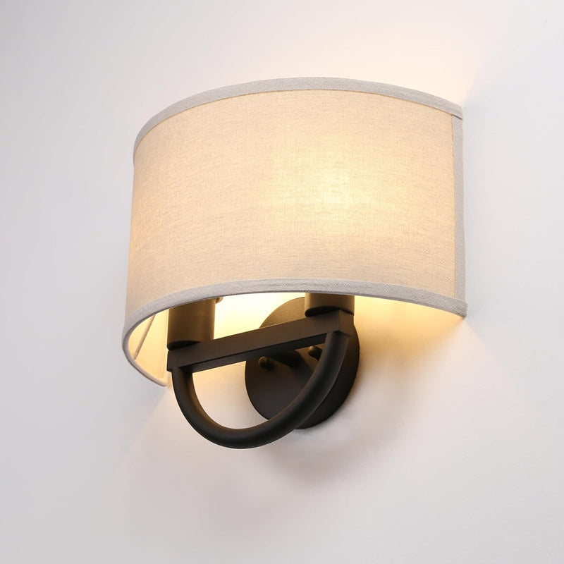 Industrial 2-Lights Wall Light Lamps with Linen Fabric