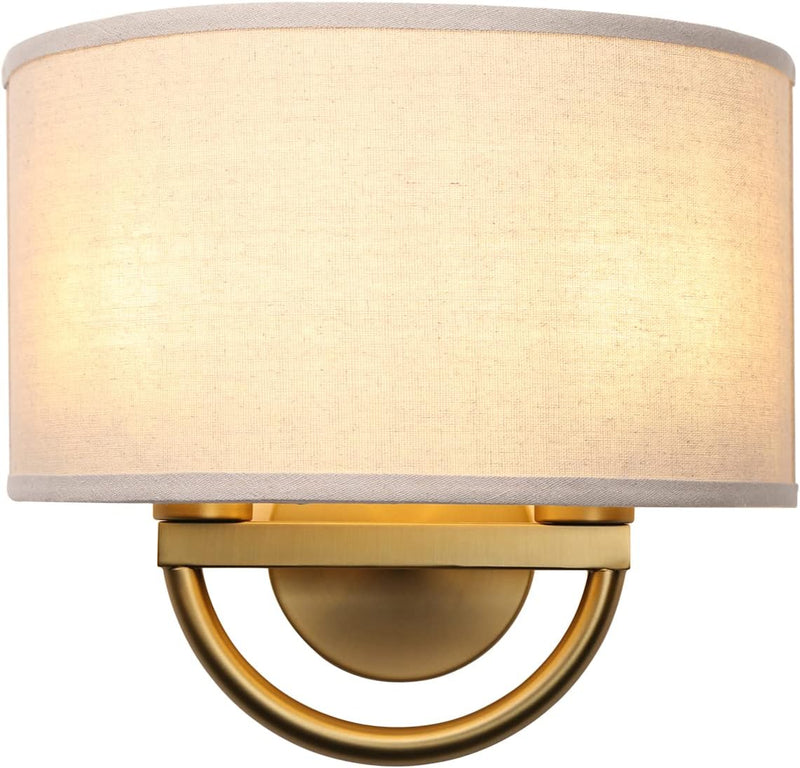 Industrial 2-Lights Wall Light Lamps with Linen Fabric