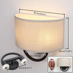 Industrial 2-Lights Wall Light Lamps with Linen Fabric