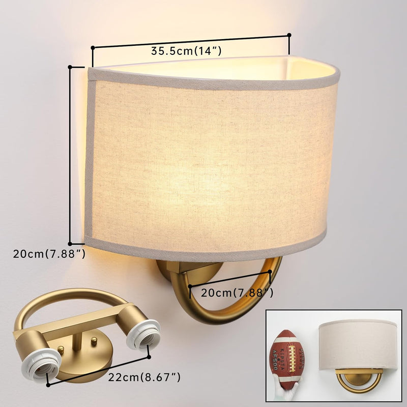 Industrial 2-Lights Wall Light Lamps with Linen Fabric