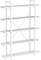 Industrial 4 Tier Bookshelf Modern Metal and Wood