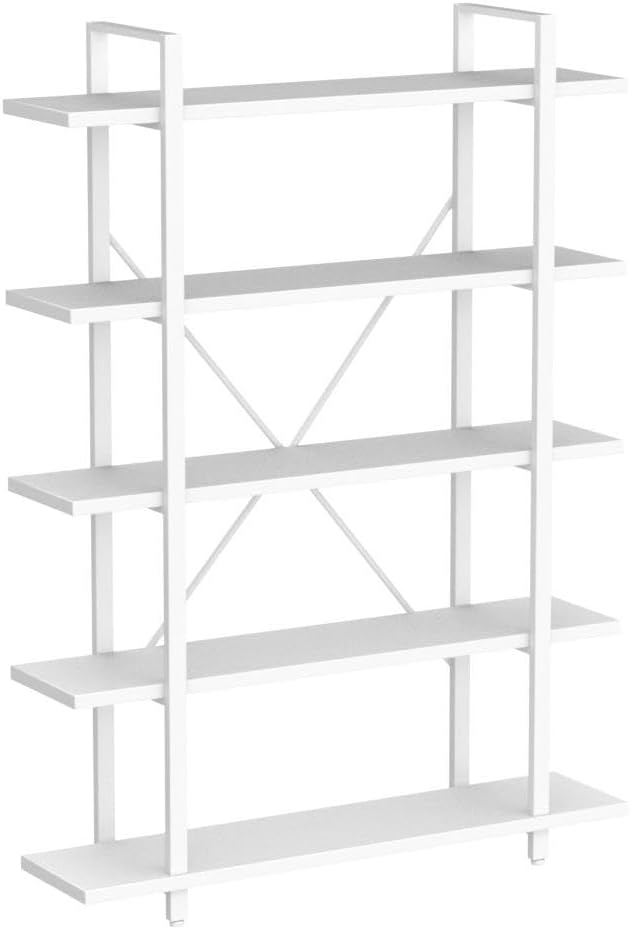 Industrial 4 Tier Bookshelf Modern Metal and Wood