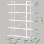 Industrial 4 Tier Bookshelf Modern Metal and Wood