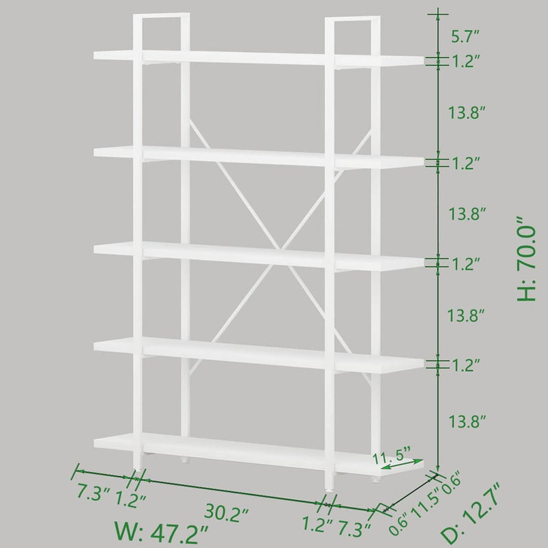Industrial 4 Tier Bookshelf Modern Metal and Wood