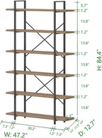 Industrial 4 Tier Bookshelf Modern Metal and Wood