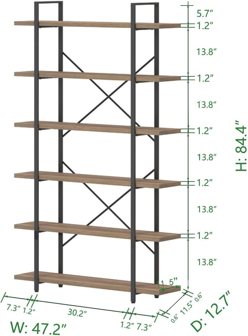 Industrial 4 Tier Bookshelf Modern Metal and Wood