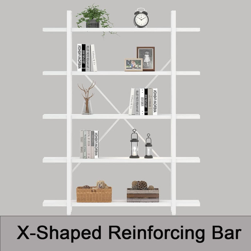 Industrial 4 Tier Bookshelf Modern Metal and Wood