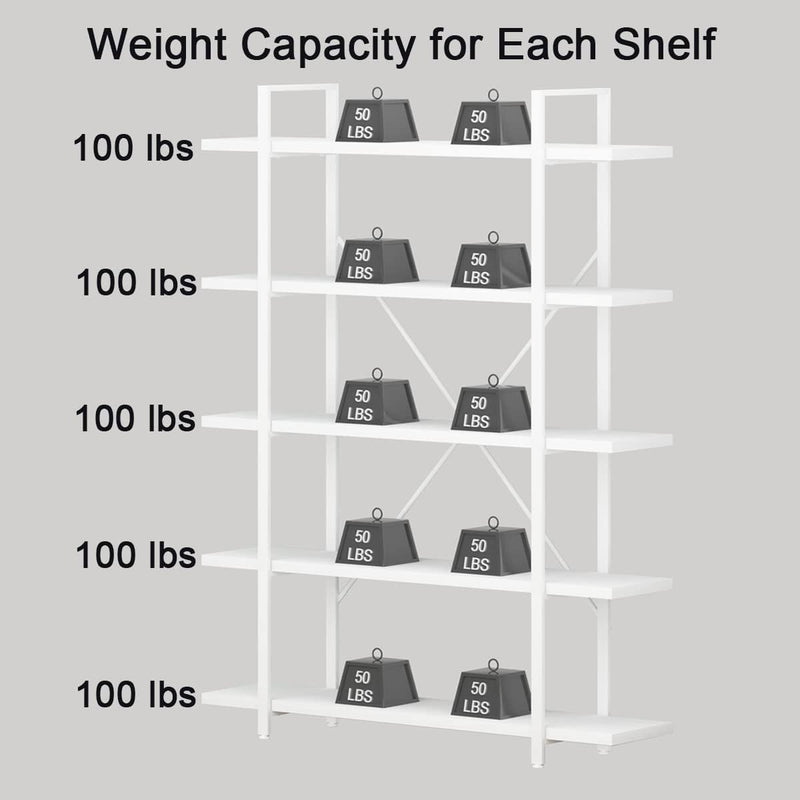 Industrial 4 Tier Bookshelf Modern Metal and Wood