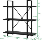 Industrial 4 Tier Bookshelf Modern Metal and Wood