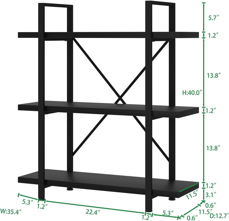 Industrial 4 Tier Bookshelf Modern Metal and Wood