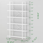 Industrial 4 Tier Bookshelf Modern Metal and Wood